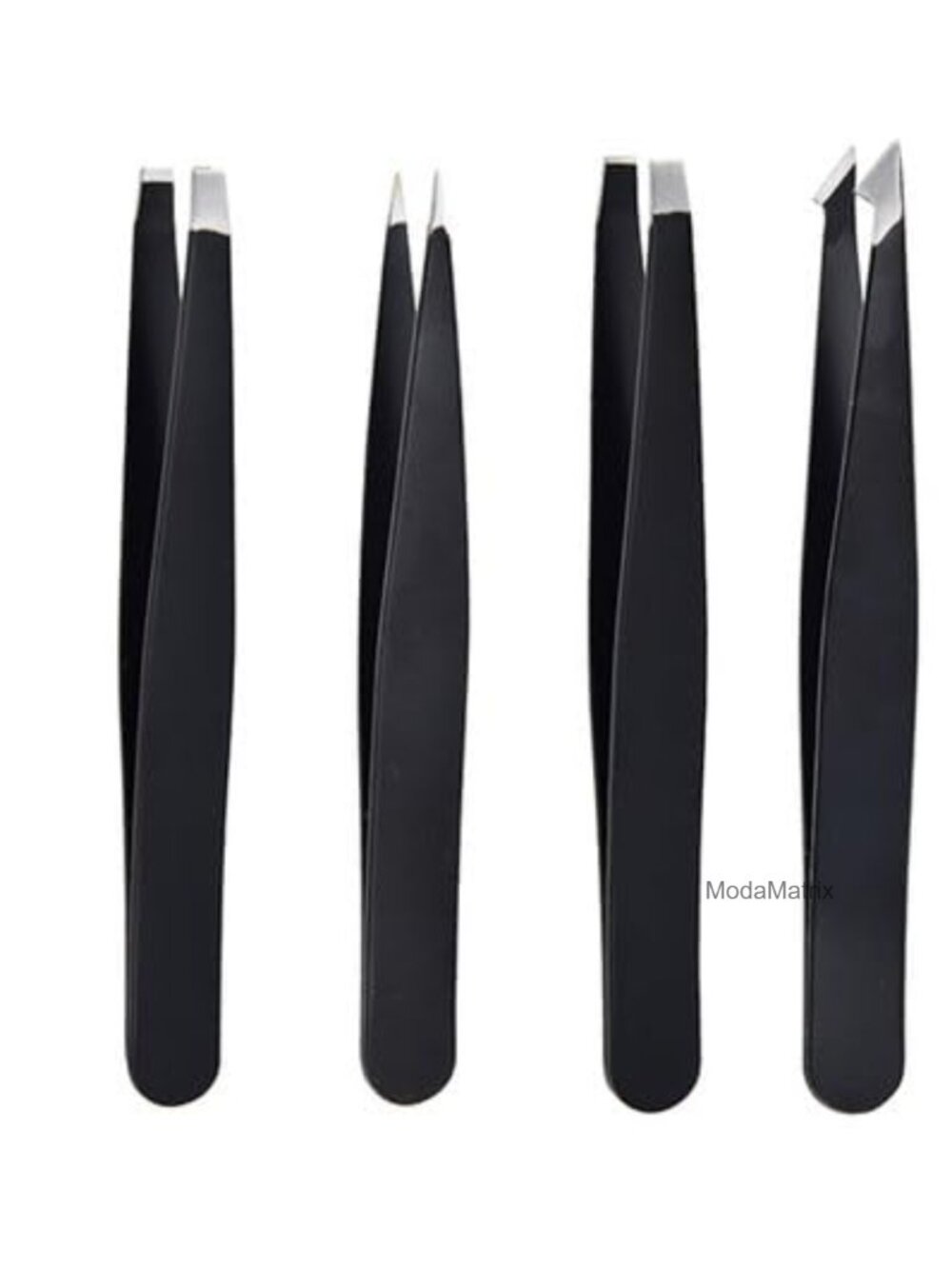 4-Piece Stainless Steel Precision Tweezers Set for Eyebrows Hair Removal